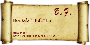 Boskó Fáta névjegykártya